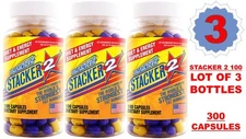 3X Stacker TWO 100 Capsules/Bottle Energy Weight Loss 10/24 (Lot of 3)