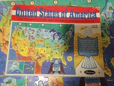 United States of America 100 Piece Picture Map PUZZLE 14X18 VTG COMPLETE