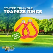 SWING SET STUFF COMMERCIAL COATED TRIANGLE TRAPEZE RINGS RED (PAIR) wooden 0017