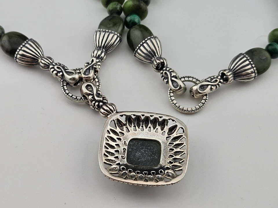Carolyn Pollack 925 Sterling Silver Jadeite Necklace, Bracelet, And Pendant - Image 4 of 4