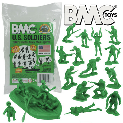 BMC Marx Recast WW2 US Marines Raft Paratrooper Figures Green