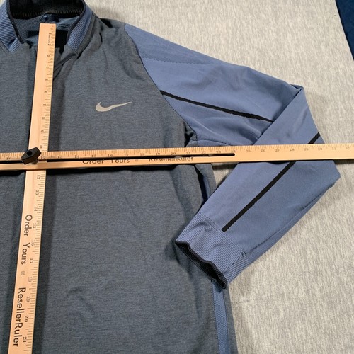Suéter Nike Para Hombres XL Azul Dos Tonos Cuello Hoja 1/4 Cremallera Pullover Drifit - Imagen 8 de 11