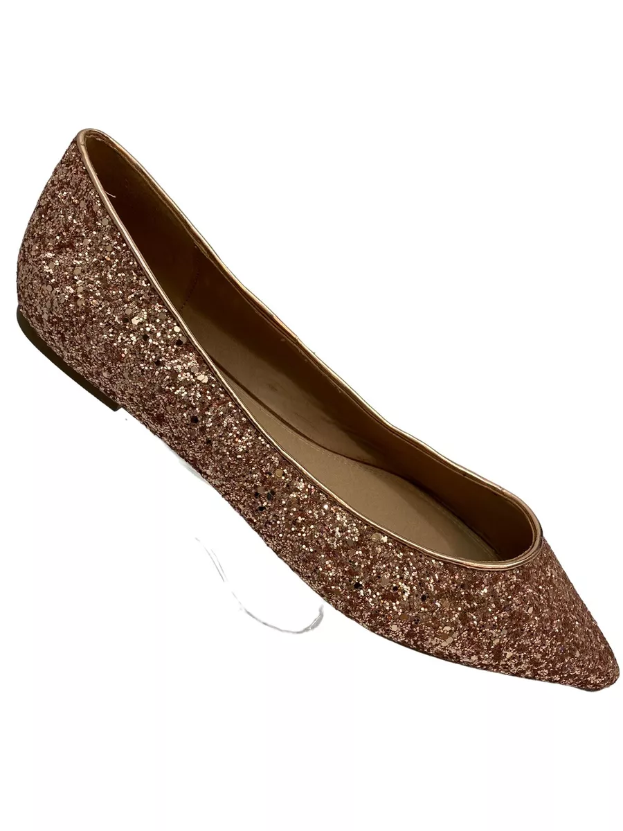 ASOS Gold Glitter Pointed Ballet Flats Shoes Womens Size US 9 Work