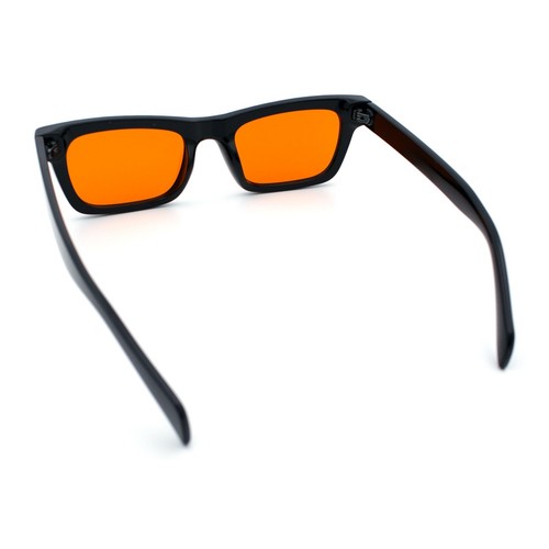 Mens Classic Narrow Rectangle Horn Rim Hipster Hustler Dad Shade Sunglasses - Picture 8 of 33