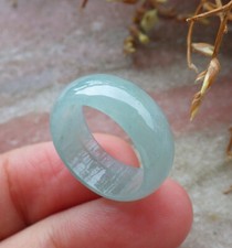 Certified Icy Green Burma Natural A JADE Jadeite Circle RING USA. 5.5    609585