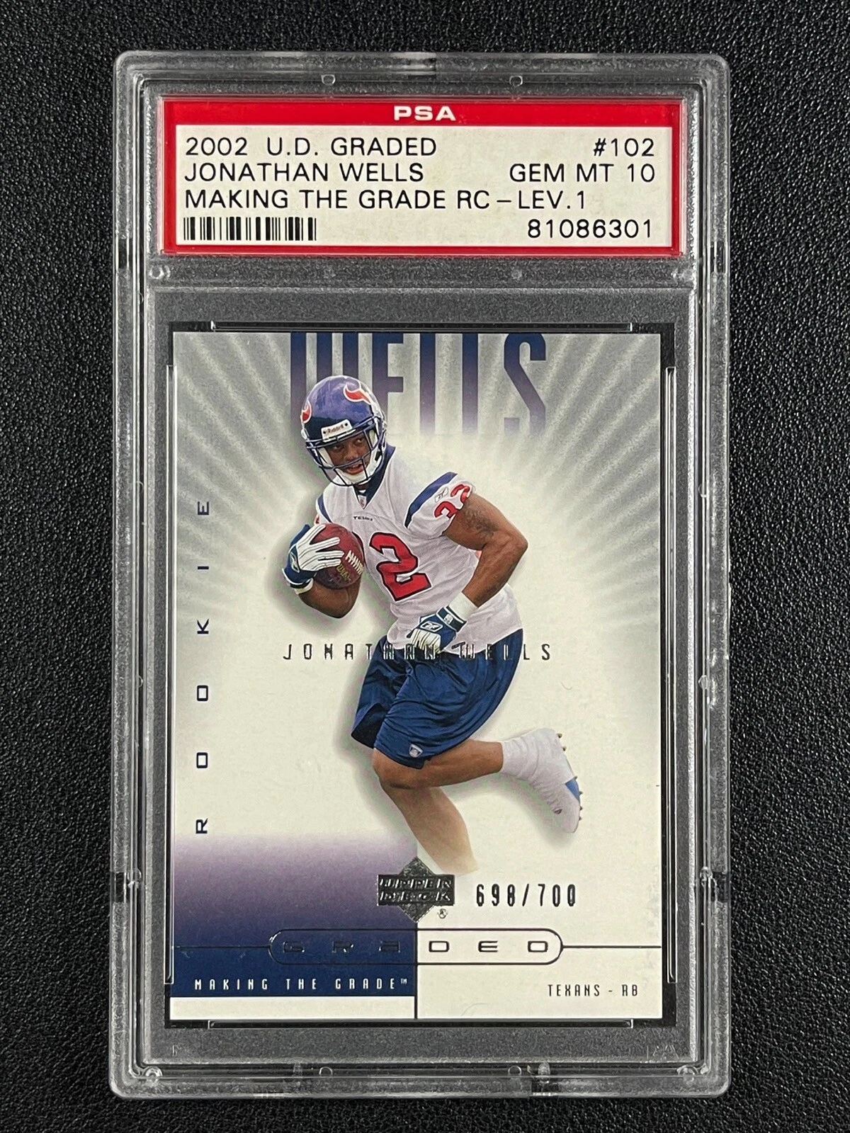 Jonathan Wells Upper Deck Graded #102 Making the Grade RC-Lev.1