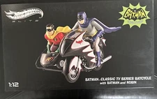 Hot Wheels Batman Classic TV Series Batcycle w/Batman & Robin - CMC85 Elite 1:12