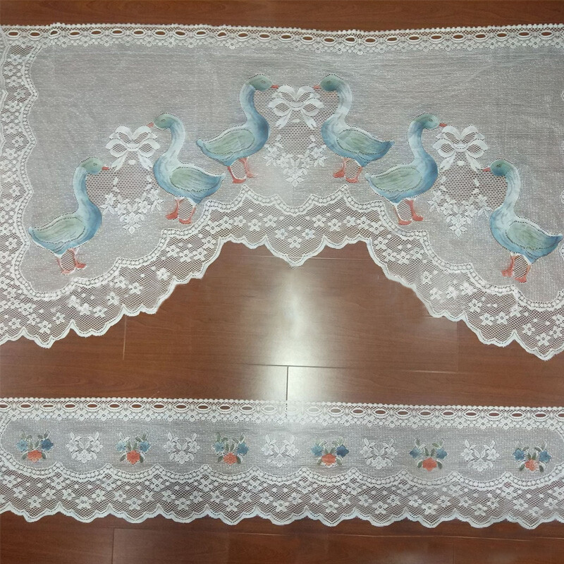 2Pcs Lace Coffee Cafe Net Curtain Panel Tier Curtain Kitchen Window