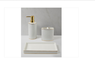 Decor Studio Avery Ceramic 3-Pc. Bath Accessory Set - Blue White