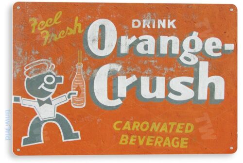 BLASZANY ZNAK Pomarańczowy Crush Soda Retro Rustykalny znak napoju Soda Dekoracja B370 - Zdjęcie 1 z 3