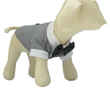 Pet Costume Dog Suit Formal Tuxedo Black Bow Tie Chihuahua Clothing Gray XS