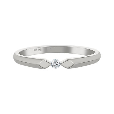 cai Ring 925 Sterling Silber rhodiniert Zirkonia Stacking filigran Damen Neu cai