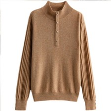 Lady Turtle Neck Knitwear Jumper Sweater Casual Puff Sleeve Formal Fashion Basic