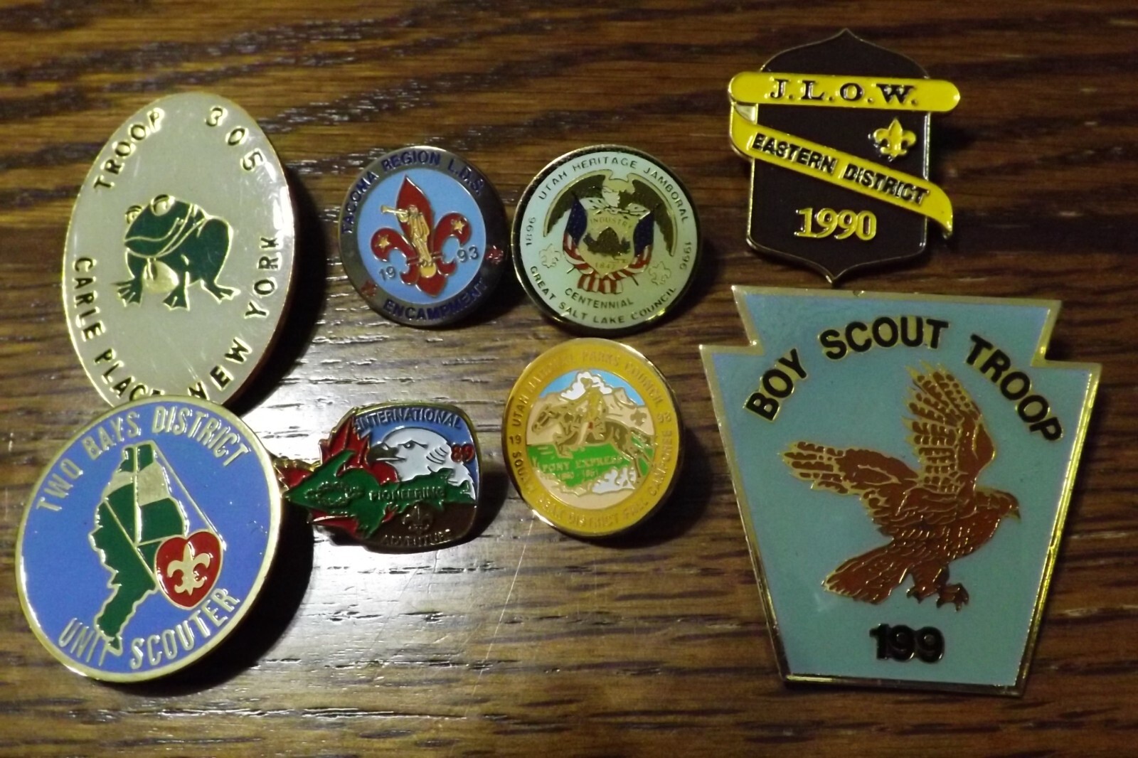 BOY SCOUT BOLO TIE SLIDE ONLY / PINS NOS ORIGINAL PACKAGE 2 OF EACH LOT ...