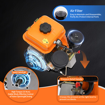 3HP 196CC 2.2KW Vertical Engine Hand Recoil Start Single Cylinder Engine Motor