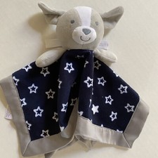 CARTER S CHILD OF MINE GRAY WHITE DOG BLUE STAR RATTLE SECURITY BLANKET LOVEY