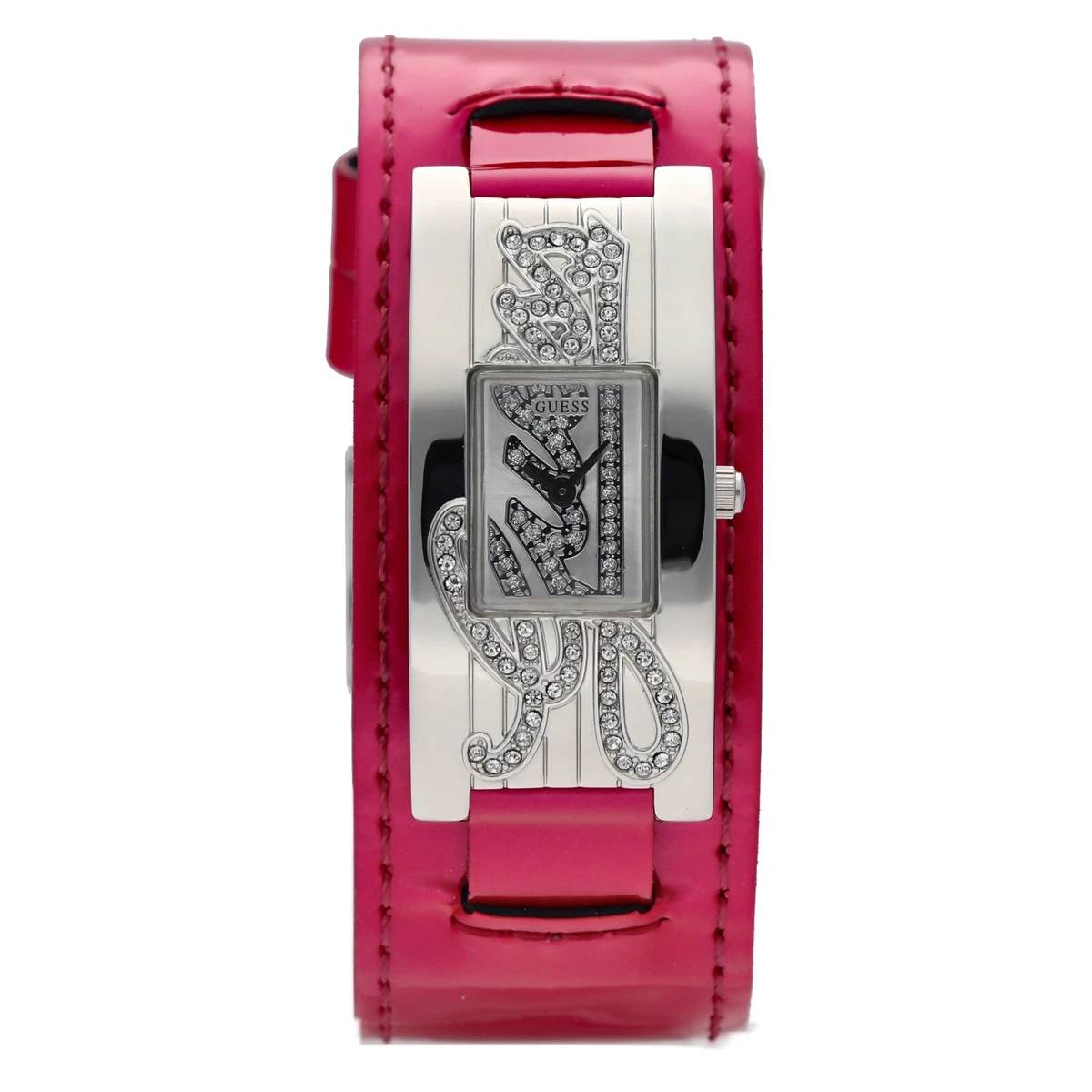 Guess W80055L6 Stainless Steel Hot Pink Cuff Leather Quartz Dress