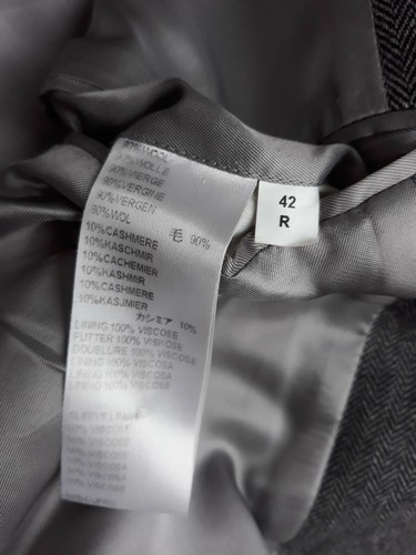 Austin Reed Grey Wool Cashmere Herringbone Suit Jacket -Mens 42R Made In England - Picture 5 of 12
