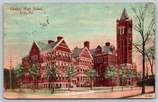 ERIE PENNSYLVANIA Central High School So. Erie Sta. vintage DB ANT Postcard A61