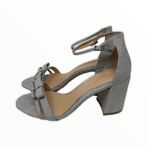 Jewel by Badgley Mischka Open Toe Shoes Womens Size 8 Glitter silver chunky heel - Picture 12 of 12
