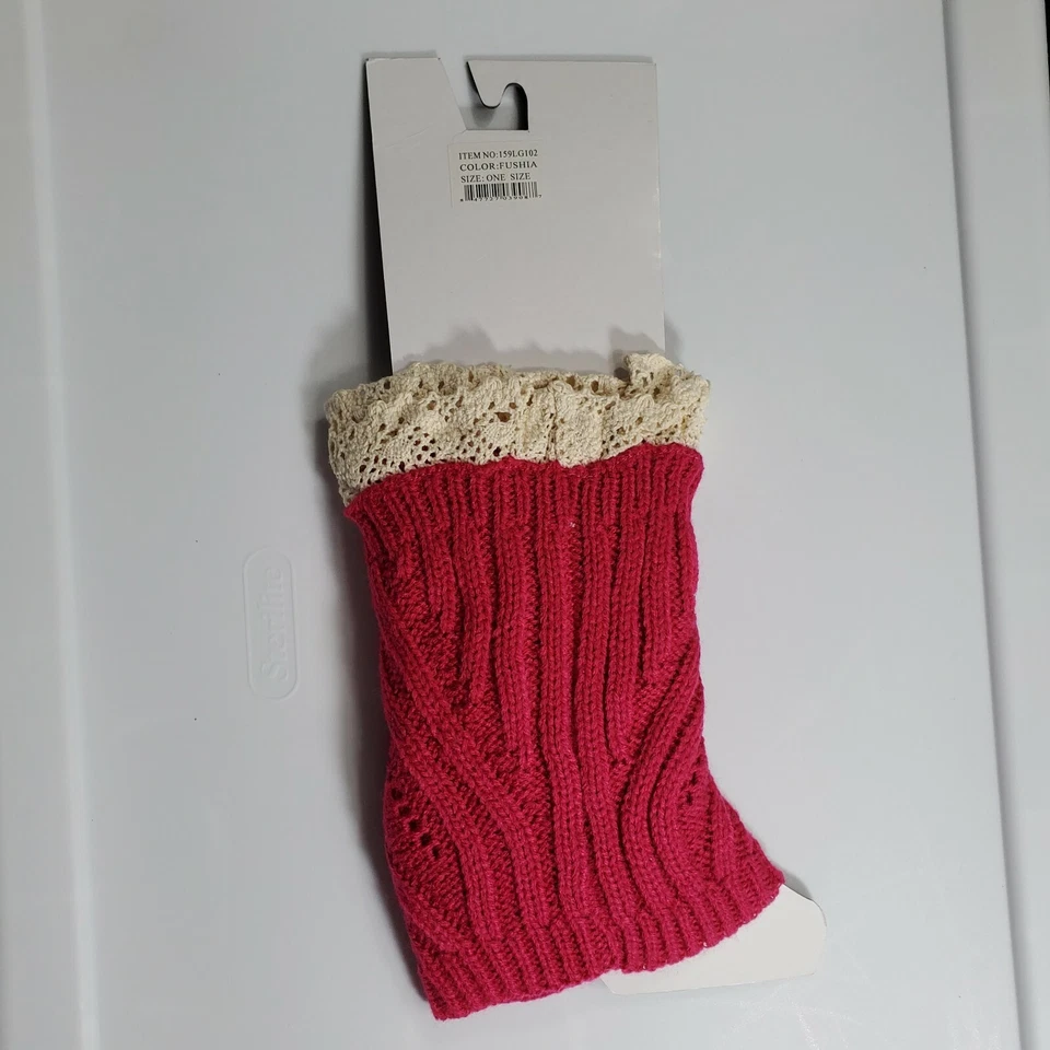 Calentadores de piernas cálidos tejido fucsia talla única puños de botas Yelete nuevos con etiquetas Foto 3 de 4