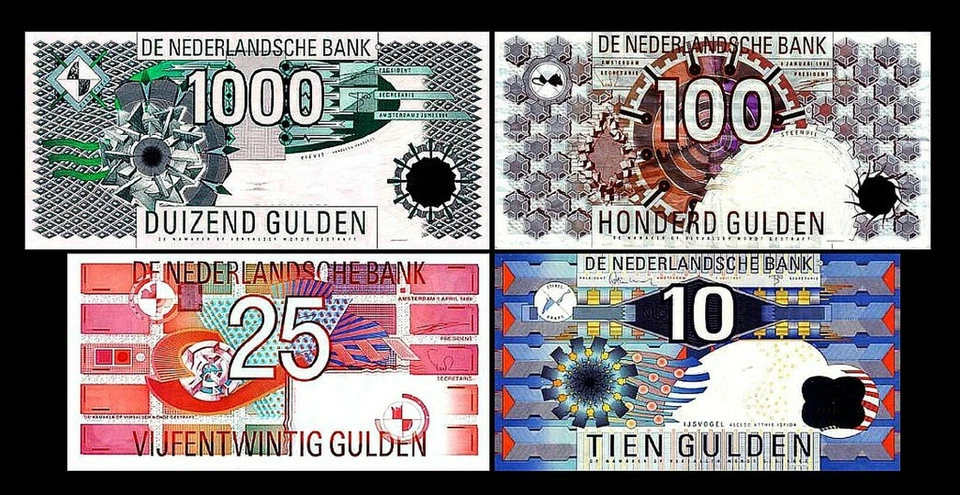 2x 10, 25, 100, 1000 Gulden - Edition 1989 - 1997 - Reproduction - NL 01 - Photo 2/4