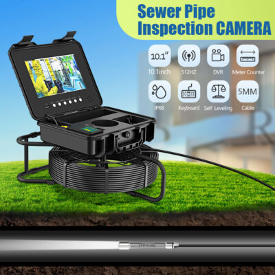 100M Pipe Inspection Camera with 512HZ Sonde Meter Counter Keyboard Input 10.1''