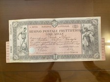 BUONO POSTALE FRUTTIFERO LIRE 1000 maggio 1932 CARAGLIO CUNEO SABAUDA