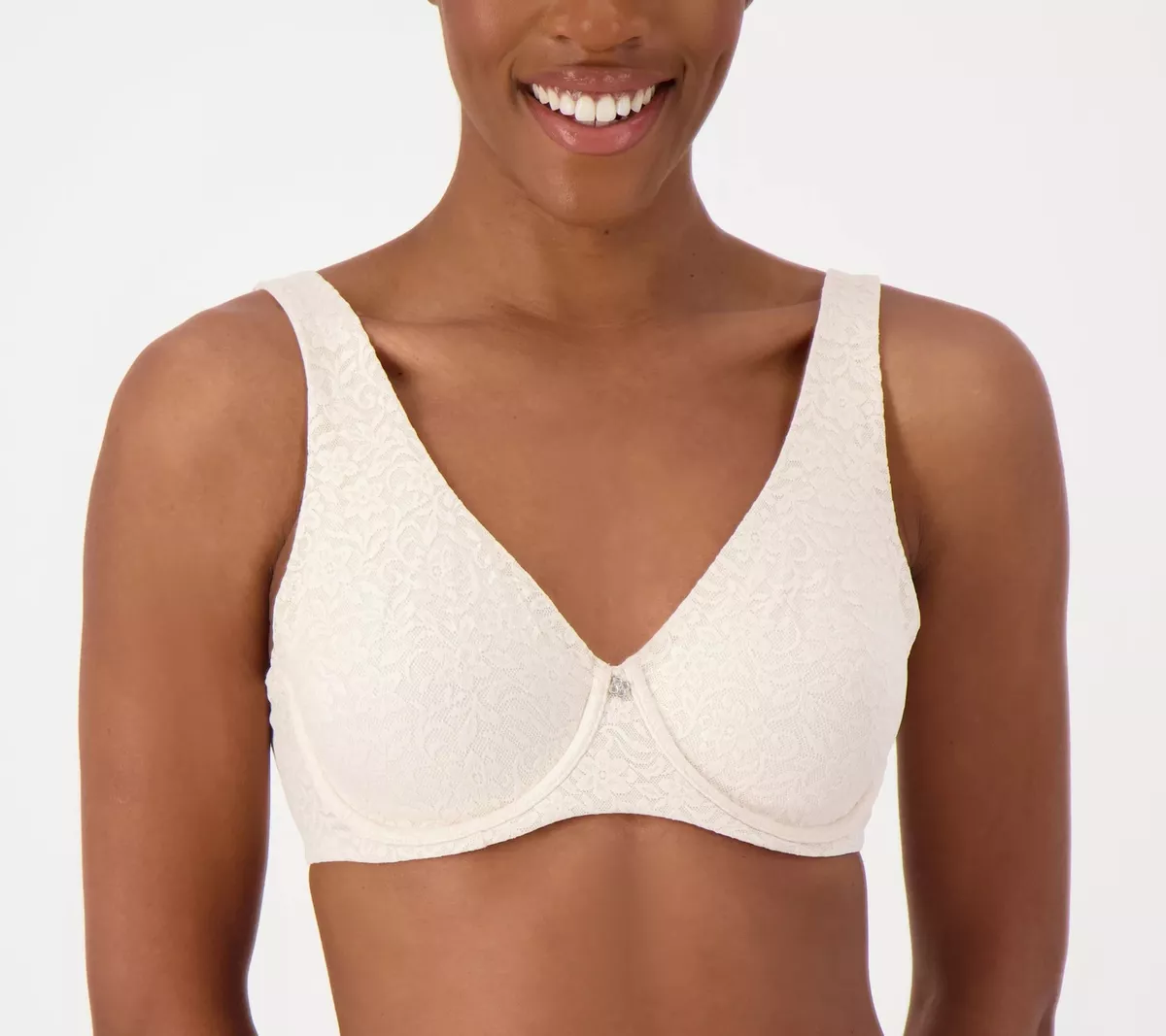 Breezies Floral Lace Underwire Support Bra Champagne DD/42 New