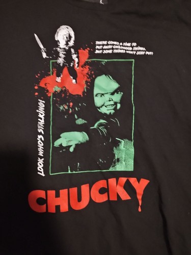 Vtg Chucky Shirt Adult Large Look Who’s Stalking Graphic Print HHN 2XL - Picture 2 of 4