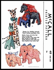 McCall 419 Pattern Stuffed Animal Horse Giraffe Elephant