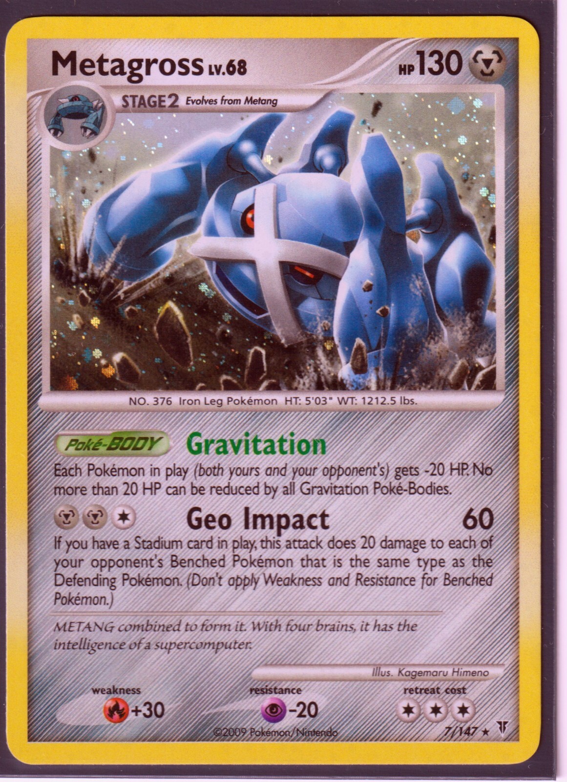 2009 METAGROSS #7/147 SUPREME VICTORS POKEMON CARD- RARE- HOLO NM SV2