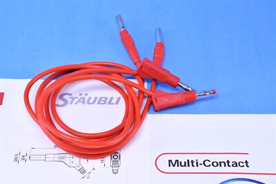 2 Staubli Multi-Contact Test leads Stackable Banana Plugs to 4mm Socket 600V 18A