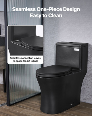 One-Piece Elongated Toilet - Vortex Dual-Flush, Comfortable Chair Seat, Easy-Cle
