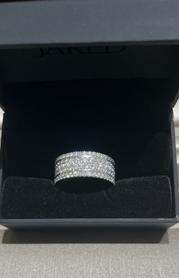 Jared 10k White Gold Pavé Round Diamond Wedding/Anniversary Band Sz 11