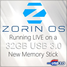 Zorin OS 64bit - on USB 3.0 32 Gb Drive Linux Live Install - FREE SHIPPING