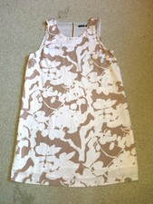 NWOT Womens Dress-{TL} THE LETTER-ANTHROPOLOGIE-beige/brown silky shift beachy-M