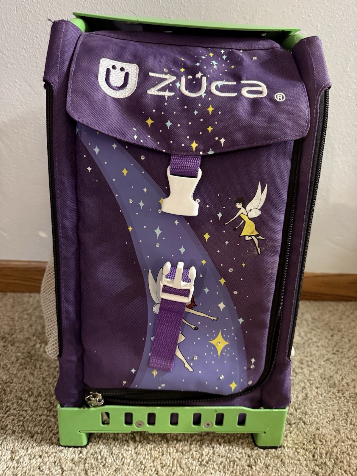 Zuca Patín sobre Hielo Bolso de Baile Compartimentos con Ruedas Bolsillos de Malla Púrpura Negro