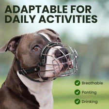 BRONZEDOG Fits Average Pitbull Dog Muzzle Breathable Metal Large Black