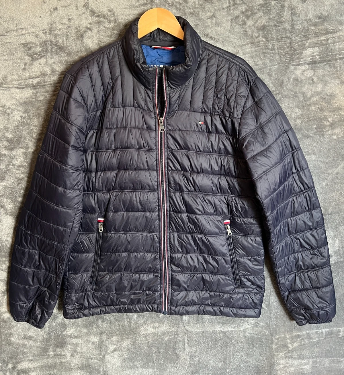 Tommy Hilfiger Packable Quilted Puffer Jacket Mens M Navy Lightweight Coat