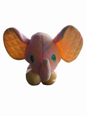 Vintage Snuzzles Elefant 80er rosa Decke Pastell Playskool Satin Ohren gesteppt