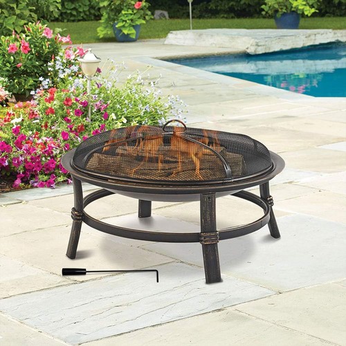 Mr. Bar-B-Q 29.3" Wood Burning Fireplace with Match Light Ignition, Black (Used) - Bild 4 von 9