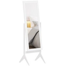 HOMCOM Freistehender Ankleidespiegel 148x47cm Verstellbarer Winkel Weißer Rahmen Home