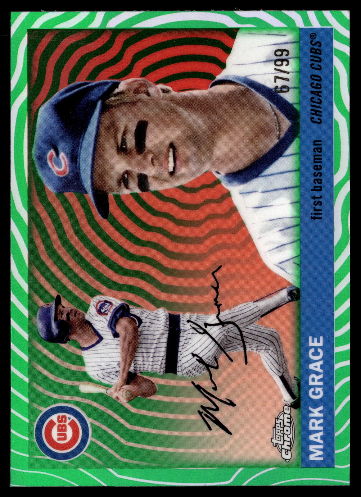 2025 Topps Chrome Platinum #383 Mark Grace Green Vibrations Refractors #/99