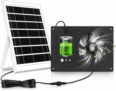 Moodyfei Solar Fan for Chicken Coop with Timer, 6000Mah Battery, High-Speed Sola
