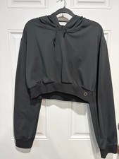 Black Cropped Hoodie Athletic Sweatshirt