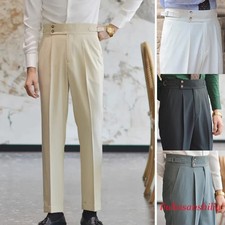Men Straight Gurkha Business Long Trousers British Style Pants Naples High Waist