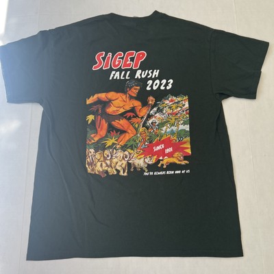 NWOT Sigma Phi Epsilon SigEp Fall Rush 2023 Tarzan Jane Jungle Theme Shirt Large