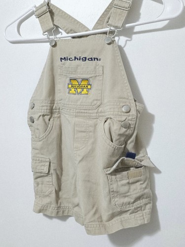 Vintage 1990s Embroidered University Of Michigan Overalls Youth Size 24 Months - Picture 6 of 10