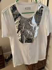 super rare maison margiela t shirt men  s small metallic silver mirror bib